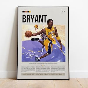 Kobe Bryant Poster – Lakers Wall Art Print | Framed Kobe Bryant Artwork | The Black Mamba Basketball Decor | Gift for Lakers Fans