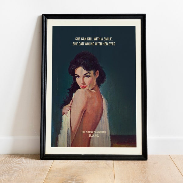 Billy Joel - She's Always a Woman - American Rock Poster - Vintage Pulp Cover Print - 1970 Rock Music Fan Art Gift