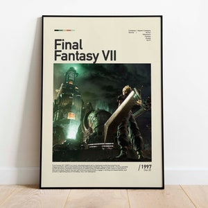 Póster de la sala de juegos de fantasía blanca, póster de pared de juegos FF7, póster de impresión de juegos final, regalo de juego, póster de videojuegos, arte de pared de juegos