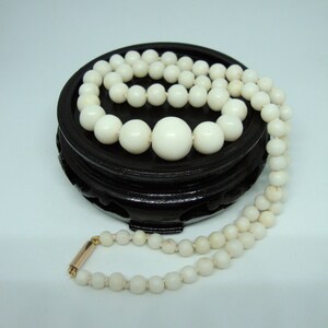 Antique Victorian Natural White Coral Graduated Necklace - 9ct Gold Clasp bild 5