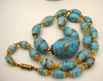Antique Murano Glass Bead Necklace