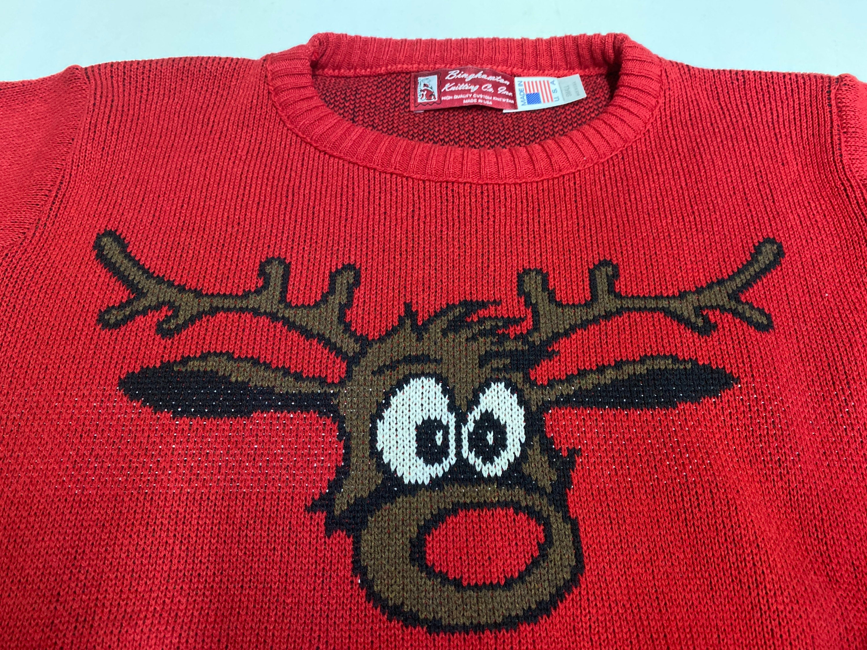 Rudolph the Reindeer Knit Christmas Crewneck Sweater Red Etsy