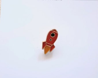 Rocket Badge, Red Rocket Enamel Pin, Space Pin, Astronaut Enamel Pin, Kawaii Enamel Pin, Cute Lapel Pin, Children Coat Badge, Flying Jet