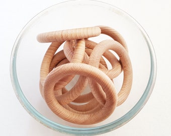 7cm wooden ring - 2.75" organic teether - Baby Teething Ring - Baby Toy Supply - 7cm Beech Wood Ring - Baby Craft Supply
