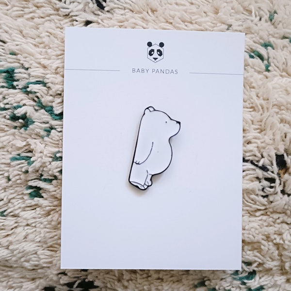 Lying Bear Badge, Cute Bear Enamel Pin, Lazy Bear Pin, Polar Bear Pin, White Bear Pin, Animals Lapel Pin, Animals Coat Pin, Children Gift