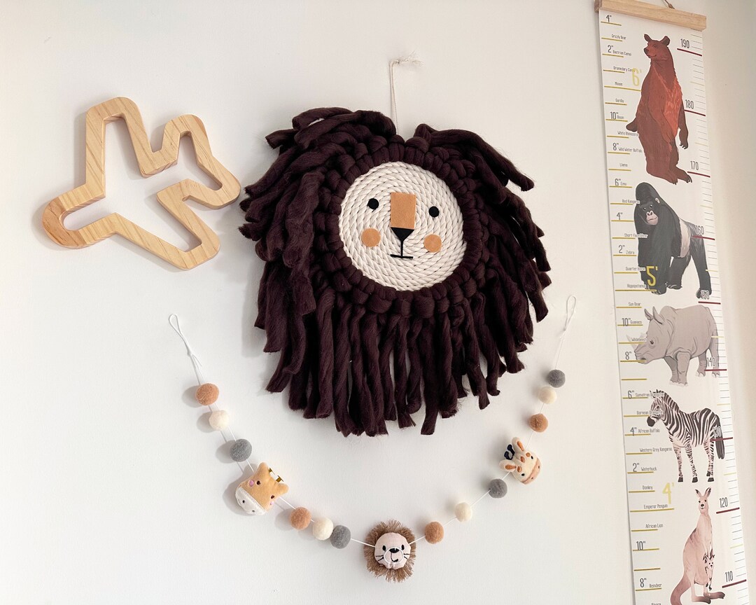 Lion Nursery Wall Hanging, Jungle Wall Decor, Animals Wall Hanging
