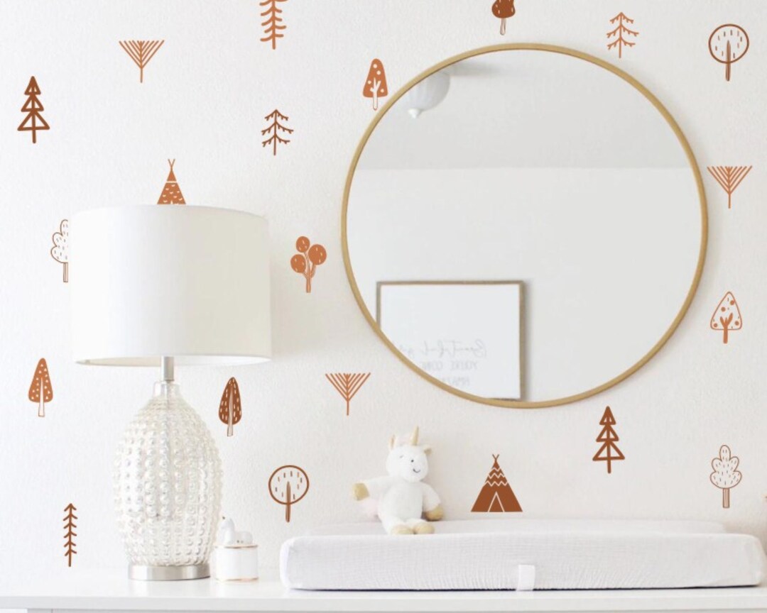 Woodlands Wall Stickers, Trees Wall Decals, Forest Wall Decor, Neutral