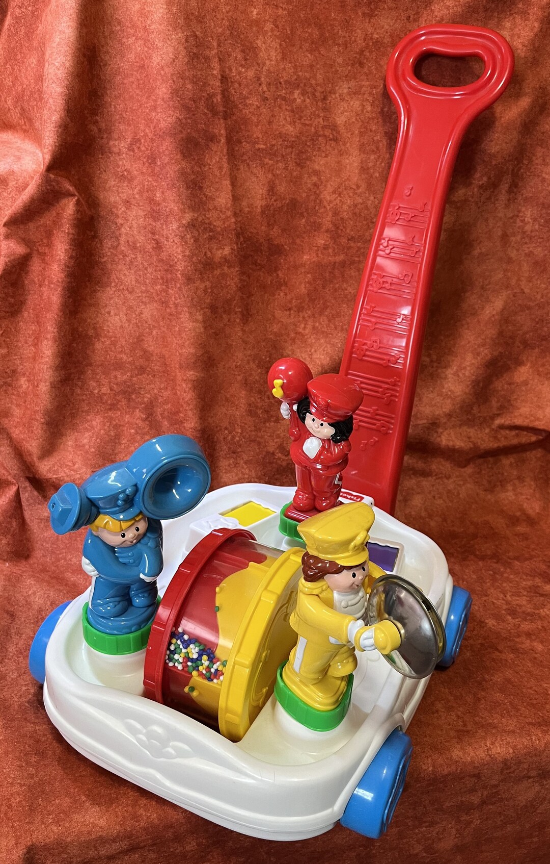 Fisher Price Musical Band Wagon Toy. Pull Along Motion Toy. Vintage