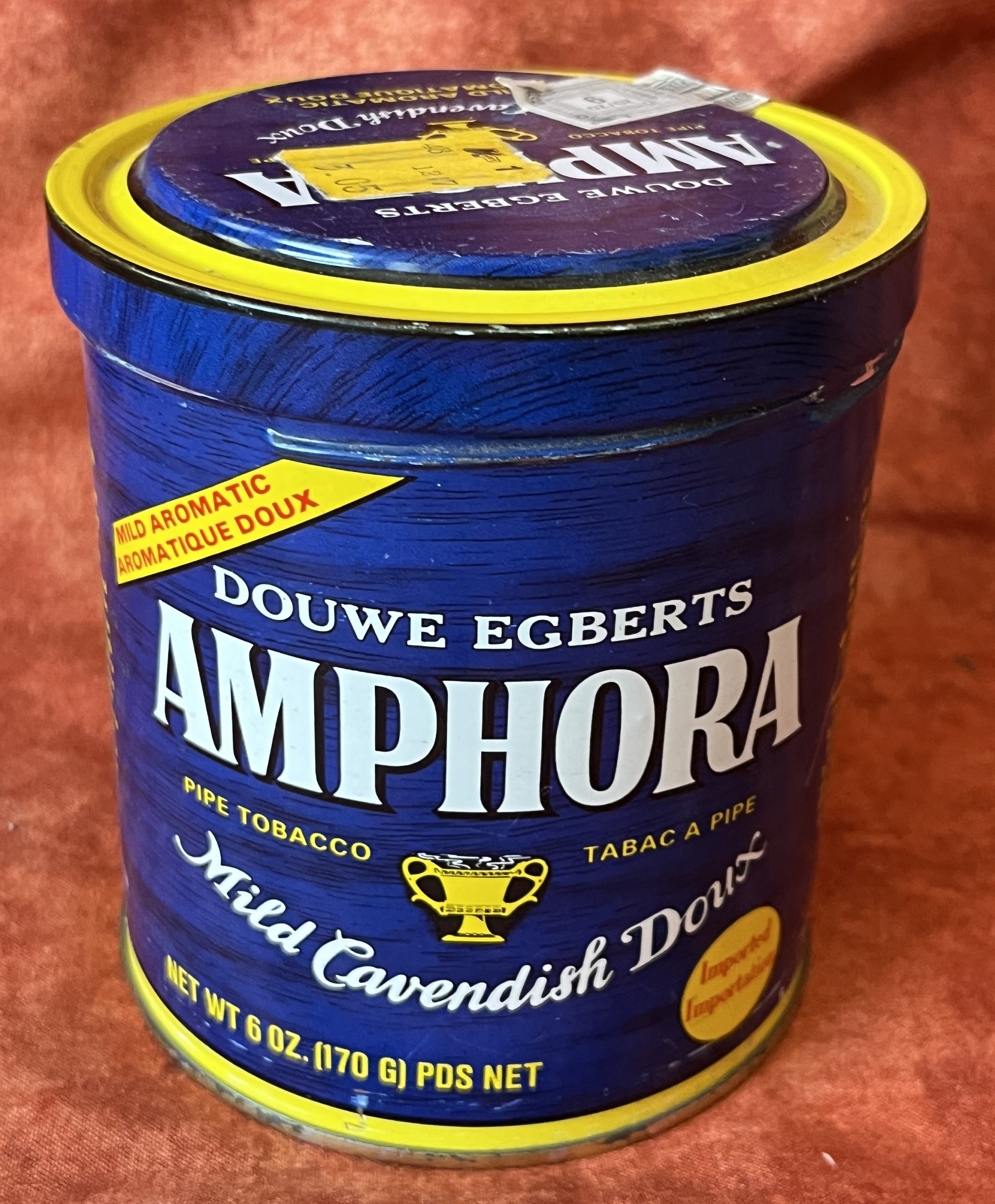 amphora pipe tobacco can Vintage Douwe Egberts Tobacco Tin: Mild Cavendish Doux, Utrecht Holland