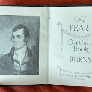 Burns Birthday Book. Dziennik urodzinowy z lat 30. z wierszem na każdy dzień. Pub Pearl Birthday Book w Szkocji. Cytaty Roberta Burnsa