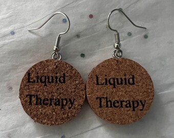 Wine Cork Earrings * LIQUID THERAPY * Natural Cork * Each Unique! * Lightweight *