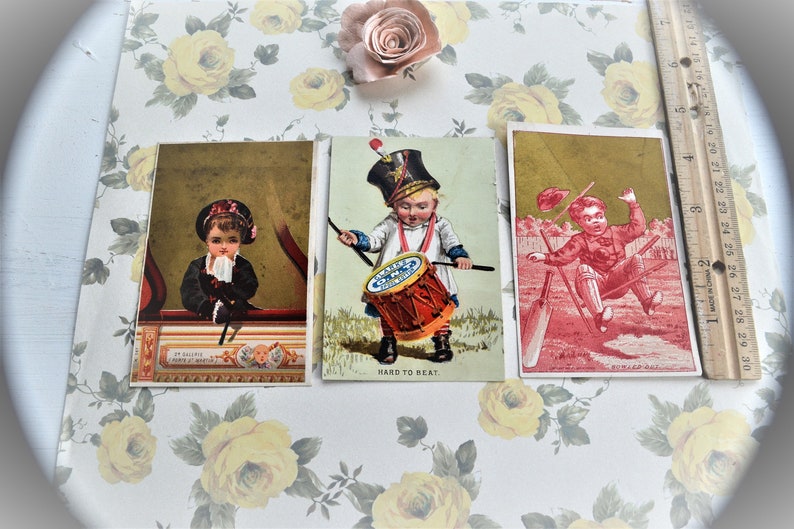 Victorian Trading Cards Lot of 3 Antique Clark/'s O.N.T spool cotton advertising card Vintage Ephemera Paper