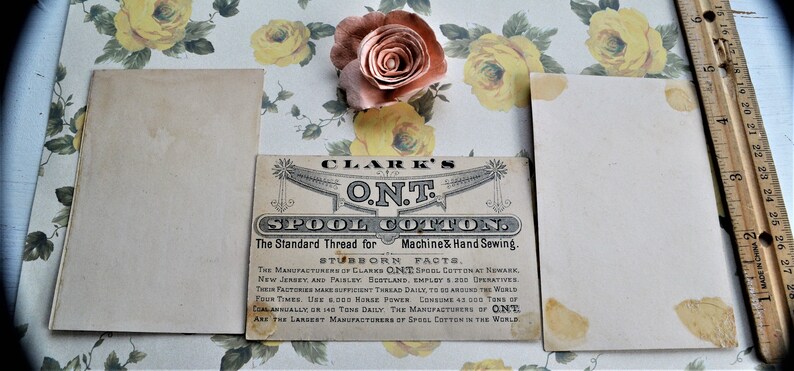 Victorian Trading Cards Lot of 3 Antique Clark/'s O.N.T spool cotton advertising card Vintage Ephemera Paper