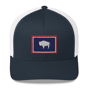 Wyoming Flag Hat - Wyoming Flag Trucker Hat - Wyoming Hat - Wyoming Trucker Hat - Buffalo Hat - Buffalo Trucker Hat - Wyoming Cap - Wyoming