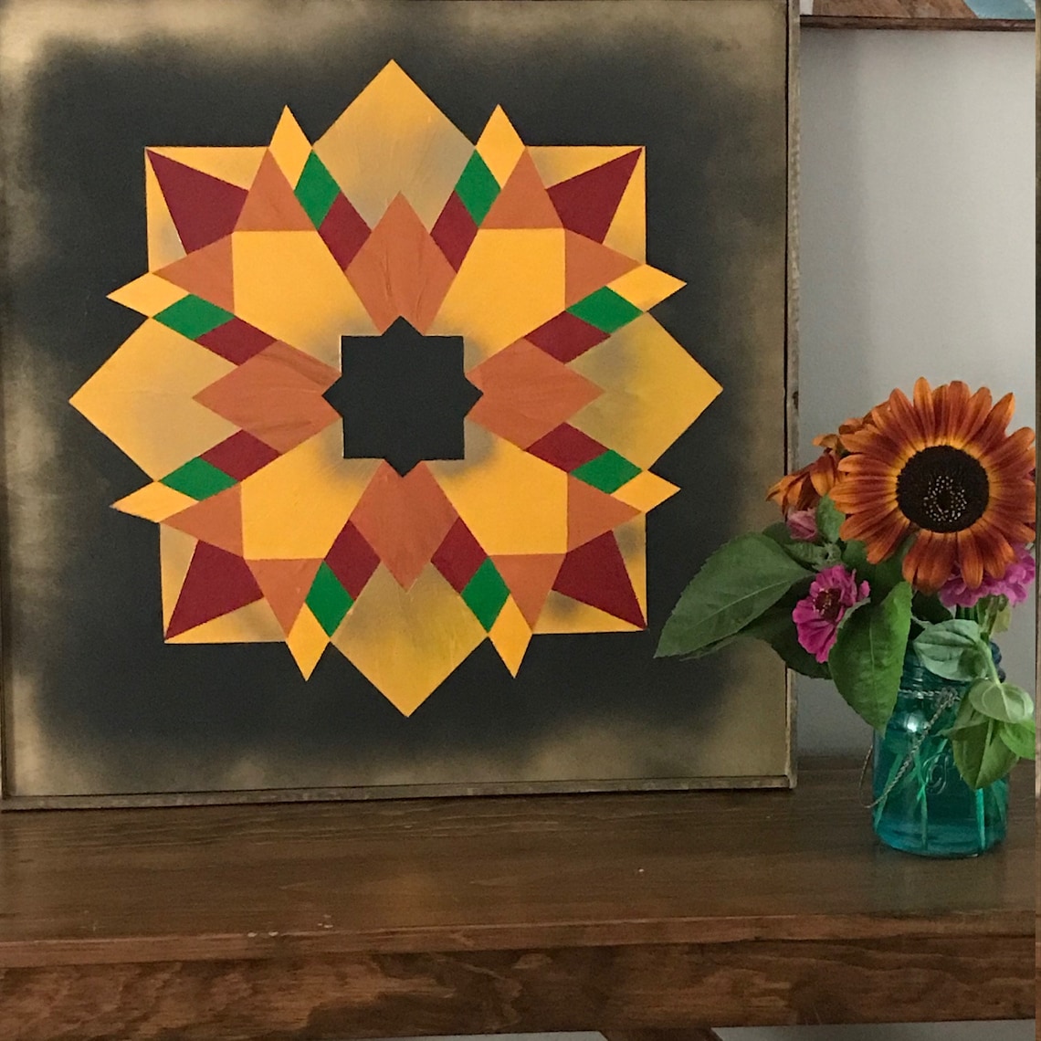 Barn quilt Indoor Golden Sunflower Etsy