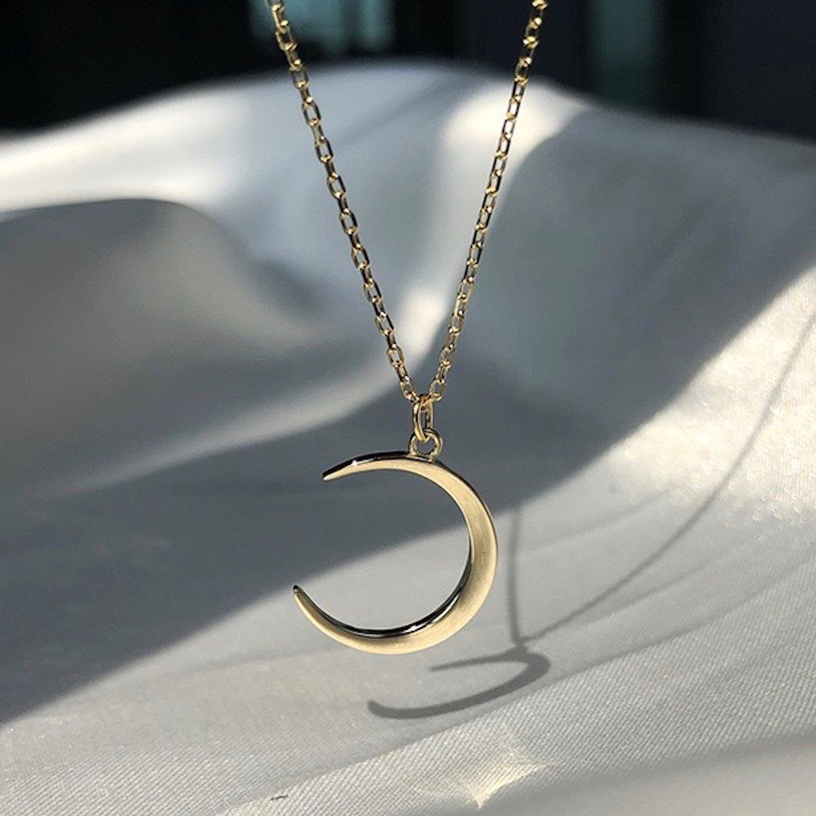 Gold Crescent Moon Necklace Sailor Moon Necklace Tusk | Etsy