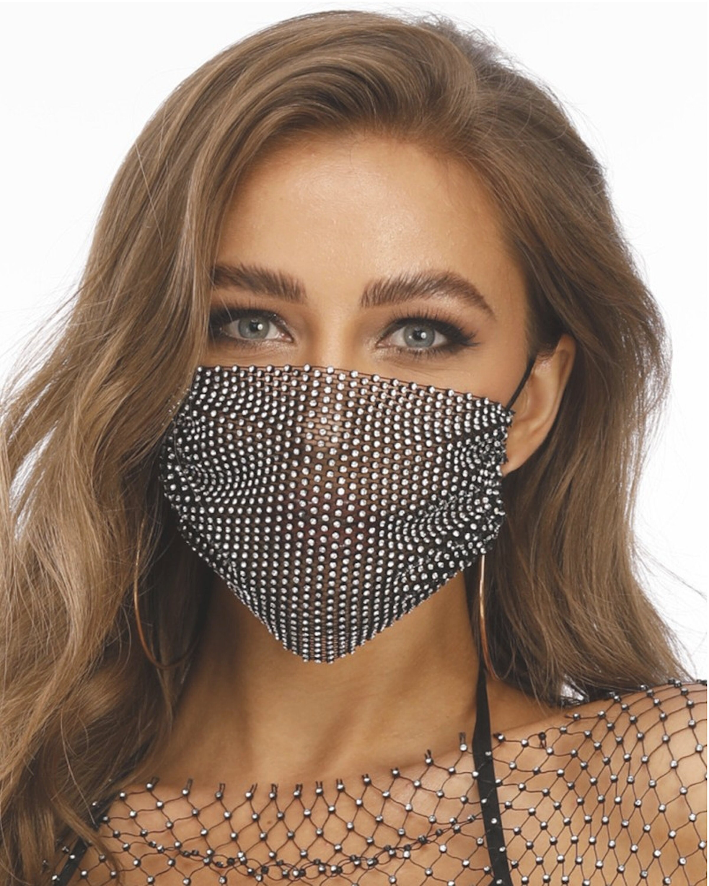 Rhinestone Face Mask Crystal Mesh Mask Bling Mask Etsy