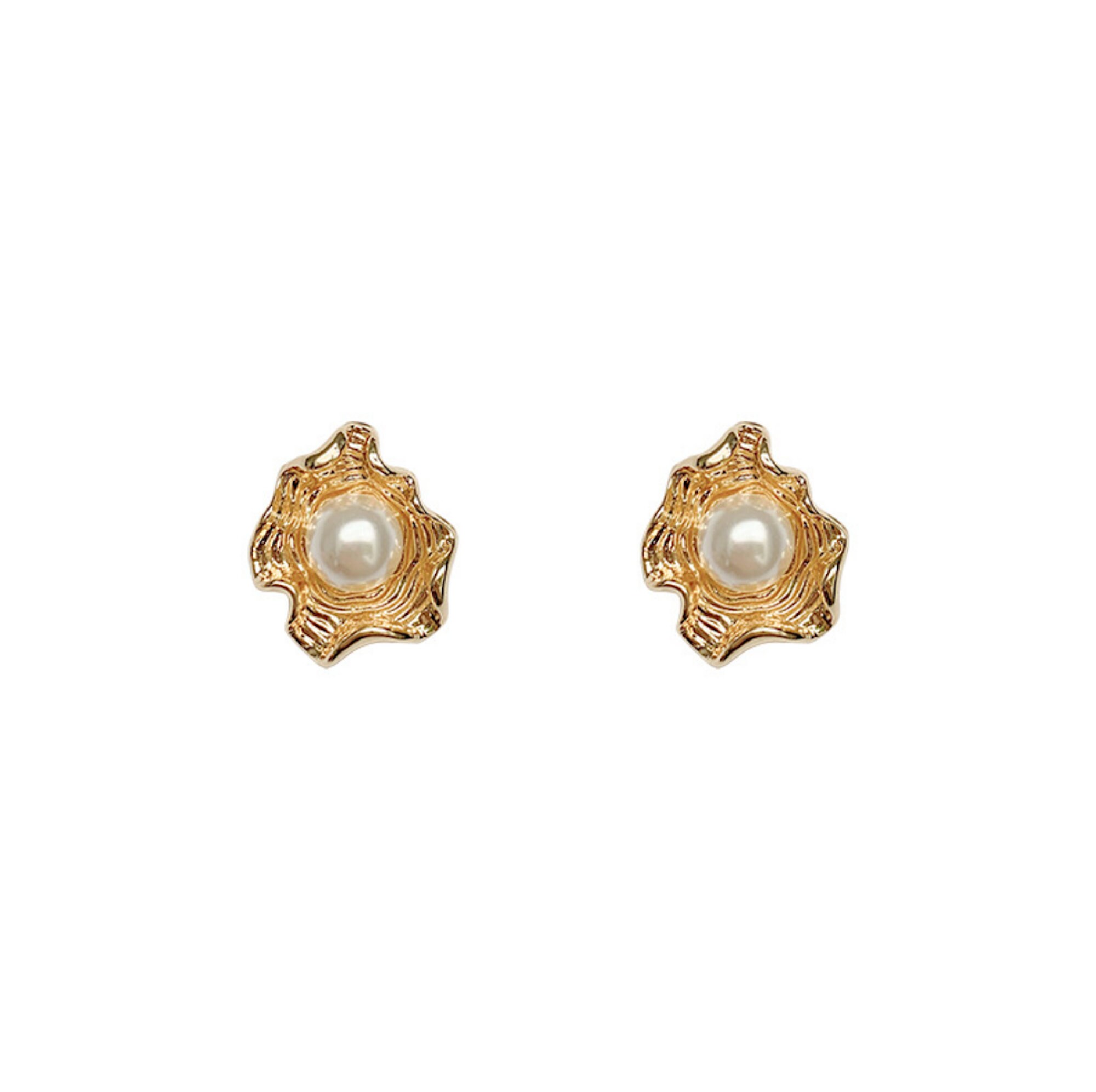 Irregular Texture Pearl Earrings Dainty Earrings Gold 14k | Etsy