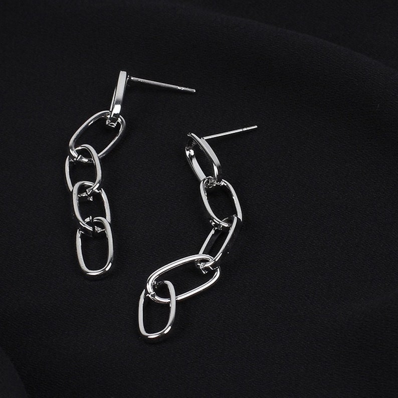 Delicate Stud Earrings Chunky Industrial Style Chain Drop Earrings Dainty Gold Studs Dangle Chain Link Earrings Gold Dangle Earrings
