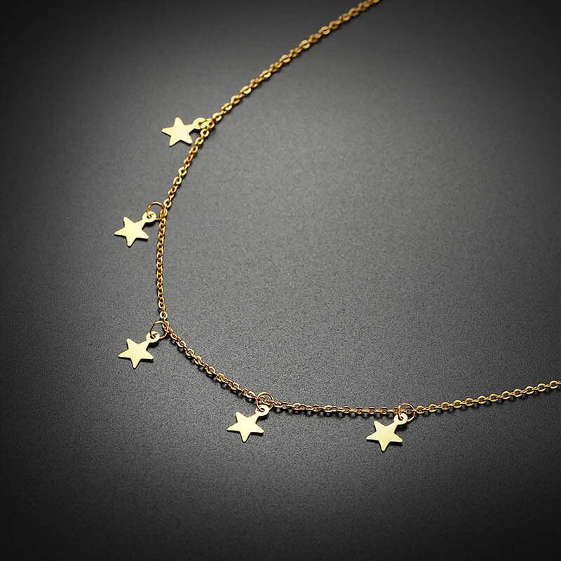 18K Gold Star Choker Necklace Delicate Necklace Gold Star Etsy
