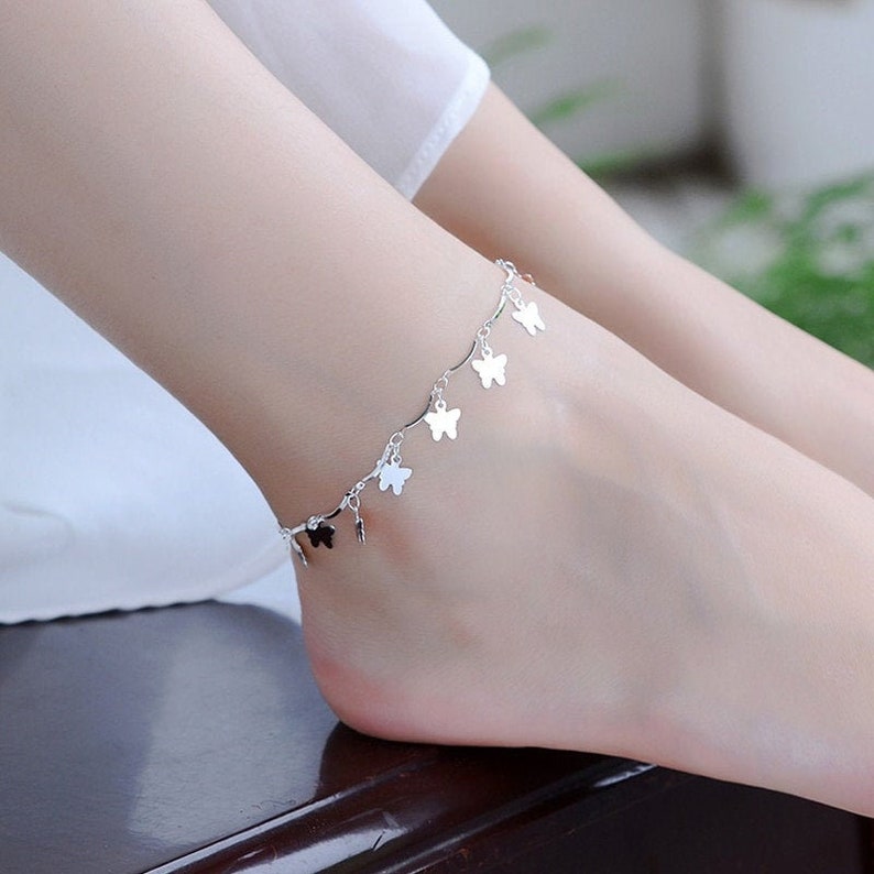 butterfly silver anklet