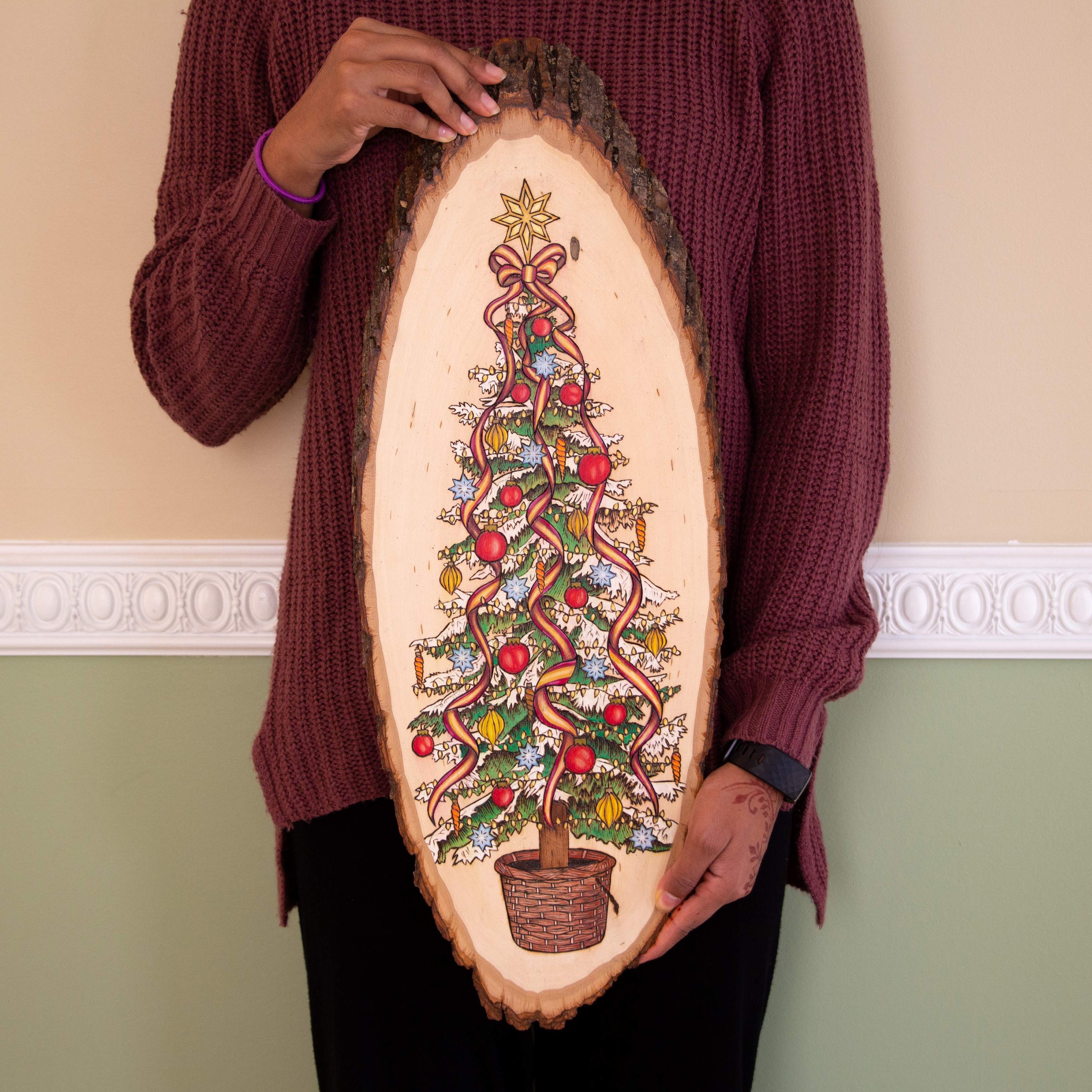 Christmas Tree Wood Art Wood Burn Christmas Tree Rustic Etsy