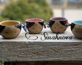 Set Of 4 Large Coffee Mug Pottery Soup Ceramic Bowl With Earring ,Terracotta And Enamel Bowl,Handcrafted Mug Bowl Tea Mug.