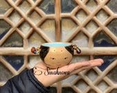 Large Coffee Mug Pottery Soup Ceramic Bowl with Earring ,Terracotta And Enamel Bowl,Handcrafted Mug Bowl Tea Mug.
