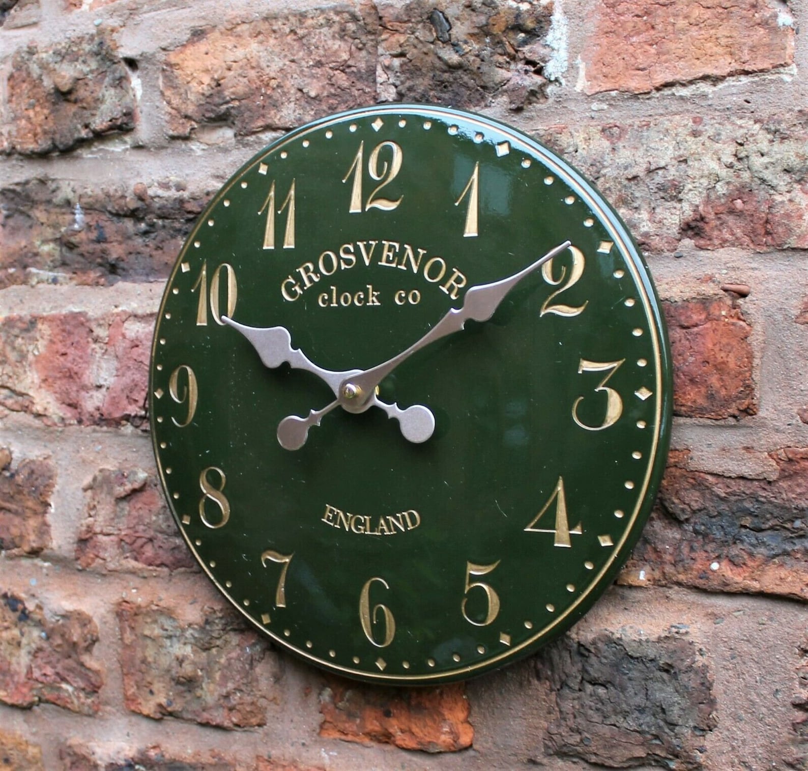 Garden Wall Station Clock Outdoor indoor Green Hand Painted Etsy