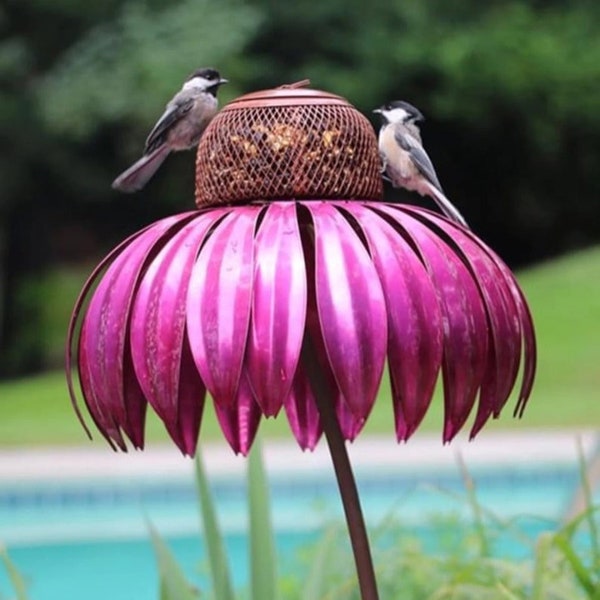 Pink coneflower bird feeder, window bird feeder, bird feeders, home and garden decoration,garden ornaments outdoor,home decor, garden gifts.