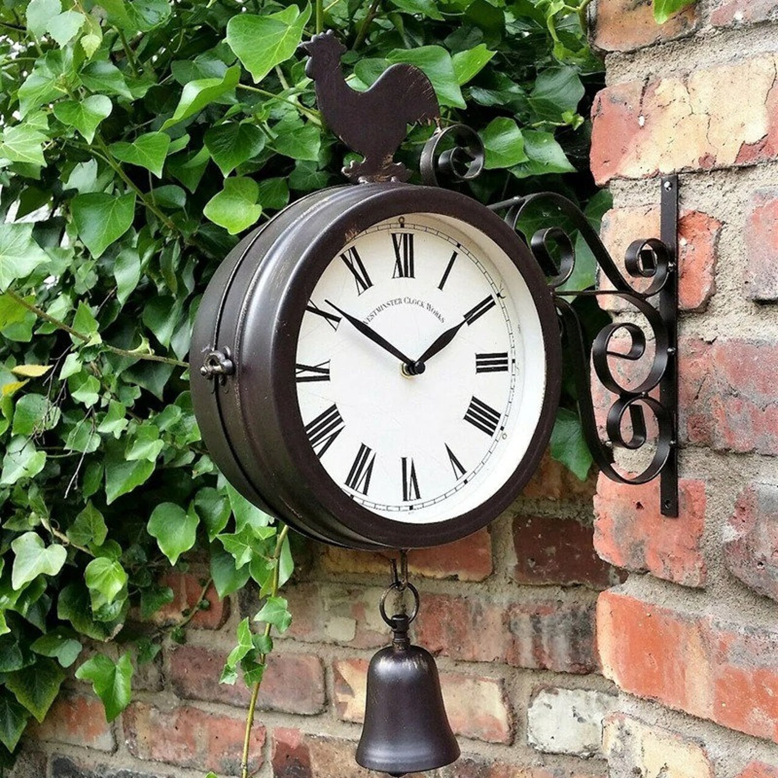 Outdoor Garden Wall Station Clock Double Sided Vintage Retro Etsy