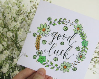 Good luck card | Best Wishes Card | Watercolour Card | Flower Card