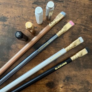 Blackwing Sampler Pencil Set in Plastic Sleeve (4 graded graphite pencils: 602, Matte, Pearl, Natural) 4 pencil + 4 caps