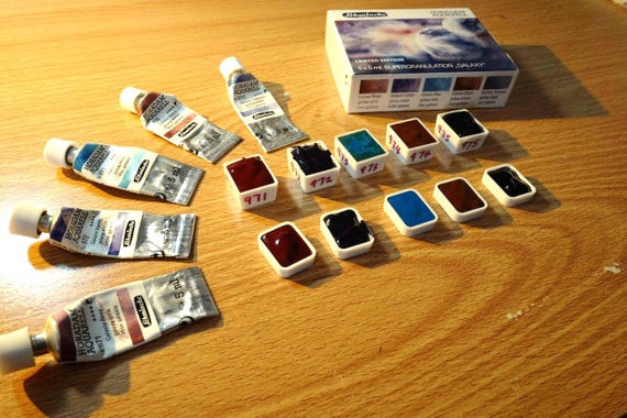 Schmincke Horadam Watercolor Super Granulating Galaxy Tundra Forest Haze Desert Volcano Shire Urban Glacier Half Pan Sample Set