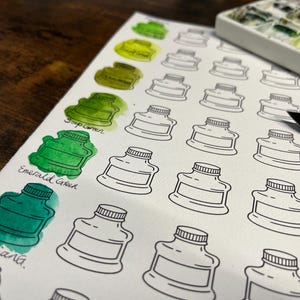 Color Swatch Card, 48/24 Bottle Double Sided, Water Resistant Ink on Watercolor Paper (100lbs) Suitable for Wet and Dry Media Swatching image 4