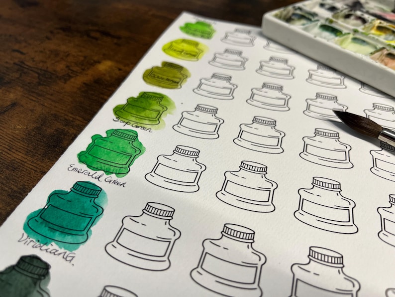 Color Swatch Card, 48/24 Bottle Double Sided, Water Resistant Ink on Watercolor Paper (100lbs) Suitable for Wet and Dry Media Swatching image 4