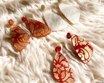 Baroque Earrings, Polymer Clay Earrings, Bridal, Bridesmaid, Classy Earrings