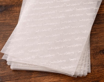 Personalised Vellum Paper, White Ink Print, Packing Paper, Branded Packaging, Your Logo Paper 90gsm, Small Business, Tissue paper, Recycle