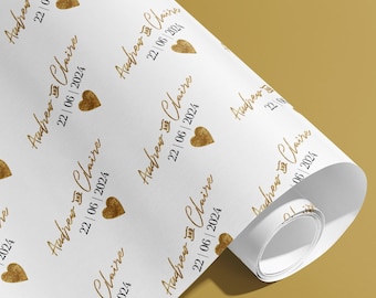 Personalisierte Geschenkverpackung, Namen, Geschenkpapier, Geburtstag, Herzen, Personalisiert, Hochzeit, Party, Verlobung, Paare, Valentinstag, Jahrestag