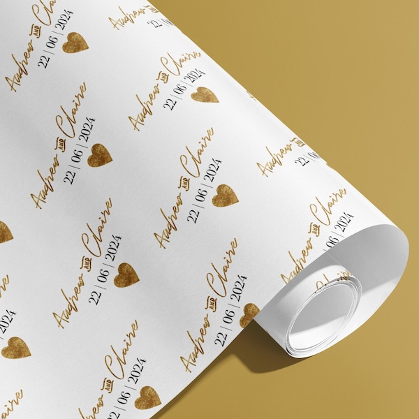 Personalised Gift Wrap, Names, Wrapping Paper, Birthday, Hearts, Customised, Wedding, Party, Engagement, Couples, Valentines, Anniversary