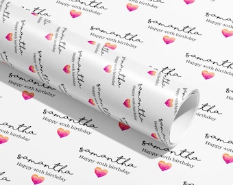 Confezione regalo personalizzata, Nomi, Carta da imballaggio, Compleanno, Cuori, Personalizzato, Matrimonio, Festa, Fidanzamento, Coppie, San Valentino, Anniversario