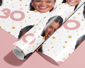 Customised Birthday Gift Wrap, Wrapping Paper, Your Photo, Your Name, Personalised, Wedding, Party Hat, Paper, Your Age, Eco, Recyclable