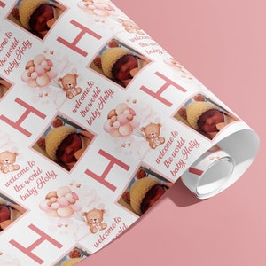 Personalised New Baby Gift Wrap, Wrapping Paper, Photos, Your Name, Customised, Wedding, Party, Paper, Your Age, Birthday, Recycle, Eco