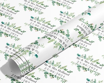 Personalised, Mr & Mrs, Surname, Wrapping Paper, Gift Wrap, Customised, Wedding, Party, Engagement, Couples, Newly Weds, Anniversary, Paper