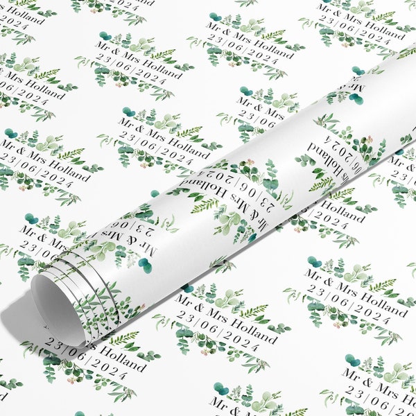 Personalised, Mr & Mrs, Surname, Wrapping Paper, Gift Wrap, Customised, Wedding, Party, Engagement, Couples, Newly Weds, Anniversary, Paper