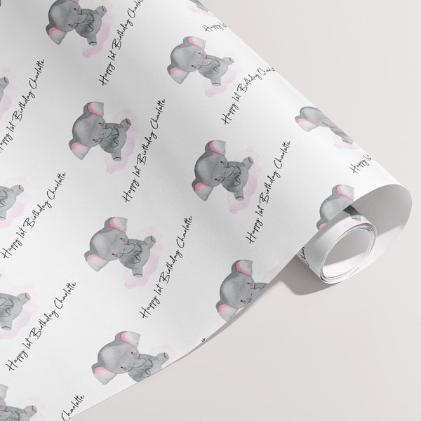 Pink Elephant Wrapping Paper - Etsy