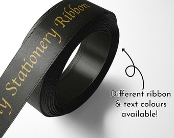 Personalised 15mm Ribbon. Satin Ribbon, Your Text Date, Gold, Rose Gold, Any Colour Wrapping, Gift, Business Branded, Wedding, Giftwrap