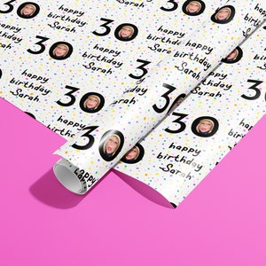 Papel de regalo de cumpleaños personalizado, papel de regalo, fotos, tu nombre, personalizado, boda, fiesta, papel, tu edad, aniversario, reciclaje, ecológico