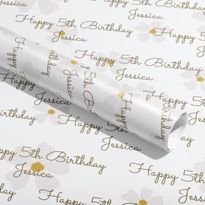 Personalised Birthday Gift Wrap, Wrapping Paper, Flowers, Your Name, Customised, Daisy's, Paper, Your Age, Pattern, Eco Friendly, Recyclable