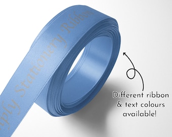 Cinta personalizada de 15 mm. Cinta de raso, texto con fecha, azul, oro rosa, cualquier color para envolver regalos, marca comercial, bodas, envoltura de regalos